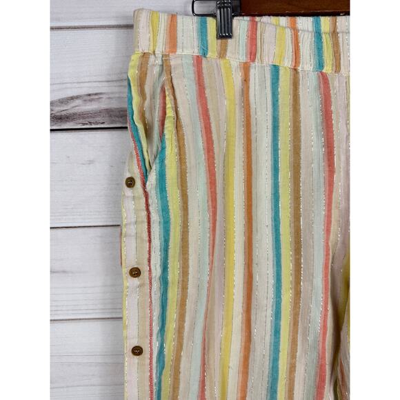 For The Republic Striped Wide Leg Cropped Pants Summer Womens Sz 1X - Picture 2 of 12